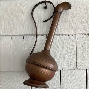 Vintage hammered copper vase, pitcher, made in Chile